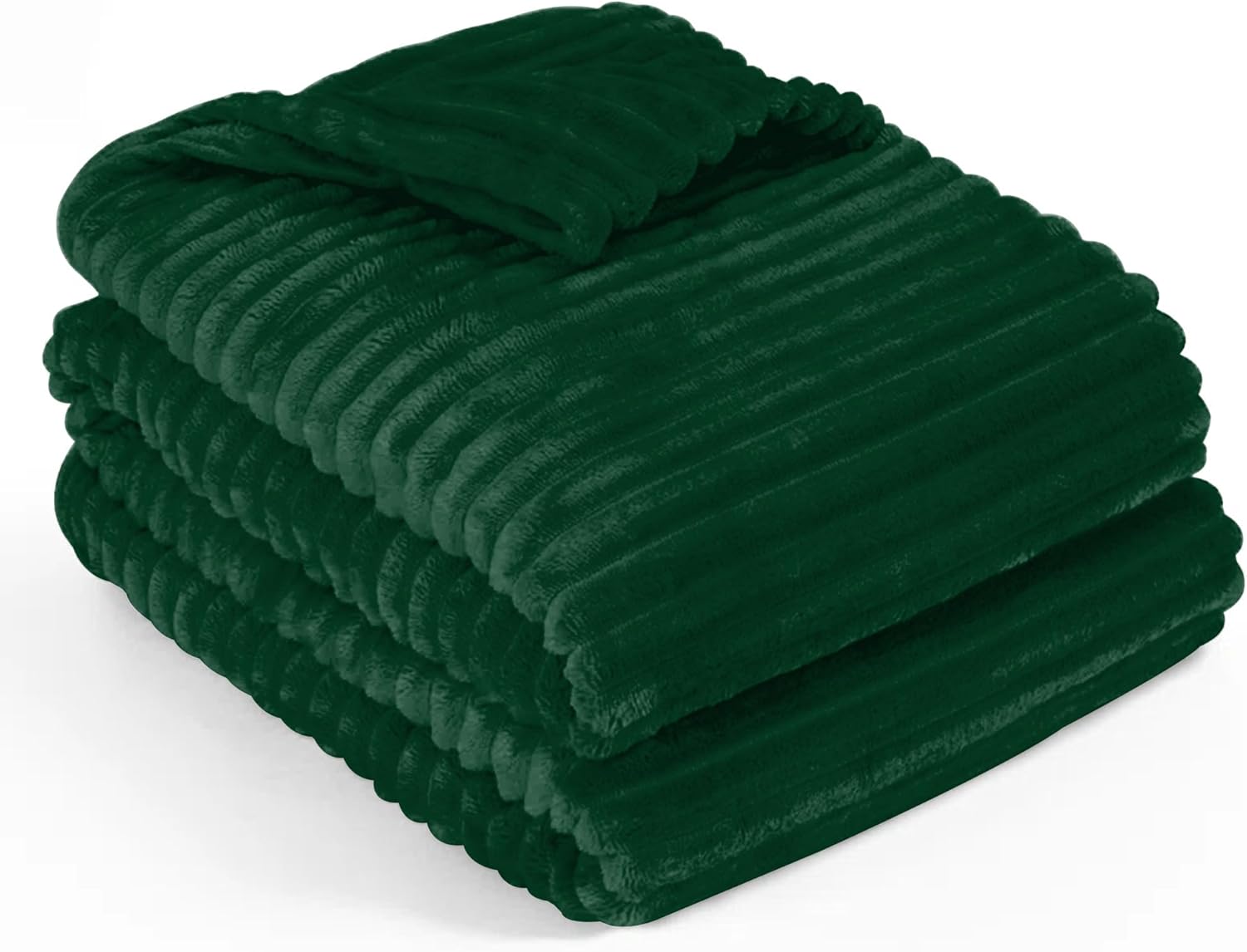 Super Soft Faux Fur Ribbed Flannel Fleece Throw Blanket - Double King Size, 500 GSM, Solid Colour, Plush Bedding Blanket