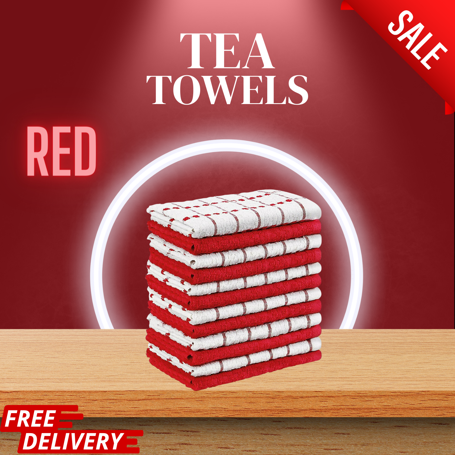thumbnail image 2 of 5-Pack 100% Cotton Terry Tea Towels – Checked Kitchen Dish Cloths & Drying Towels 2 of 4