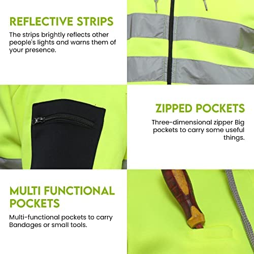 Premium Hi Vis High Visibility Fleece Bomber Jacket Padded Safety Work Coat