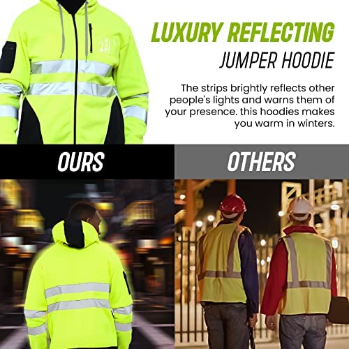 Premium Hi Vis High Visibility Fleece Bomber Jacket Padded Safety Work Coat